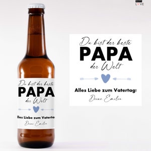 Personalisiertes Bier Flaschen Etikett Vatertag Geschenk für Männer Bester Papa der Welt | Bieretikett Vatertagsgeschenk fathers day gift