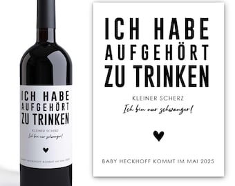 Pregnancy announcement | Stop drinking | Personalized wine label | Baby announcement | Pregnancy announcement