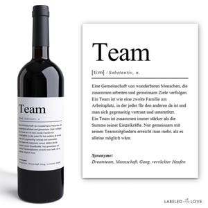 Wein Flaschen Etikett Team I Geschenk Kollegen Mitarbeiter Dankeschön Danke Büro Weihnachten Weihnachtsgeschenk Arbeitskollegen Kollegin