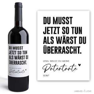 Patentante fragen | Als wärst du überrascht | Personalisiertes Wein Flaschen Etikett | Frage Taufpatin Taufe Patin Tante