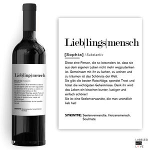 Personalisiertes Wein Flaschen Etikett Lieblingsmensch || Herzensmensch Beste Freundin Bestie Geschenk Geburtstag Weihnachten Freundschaft