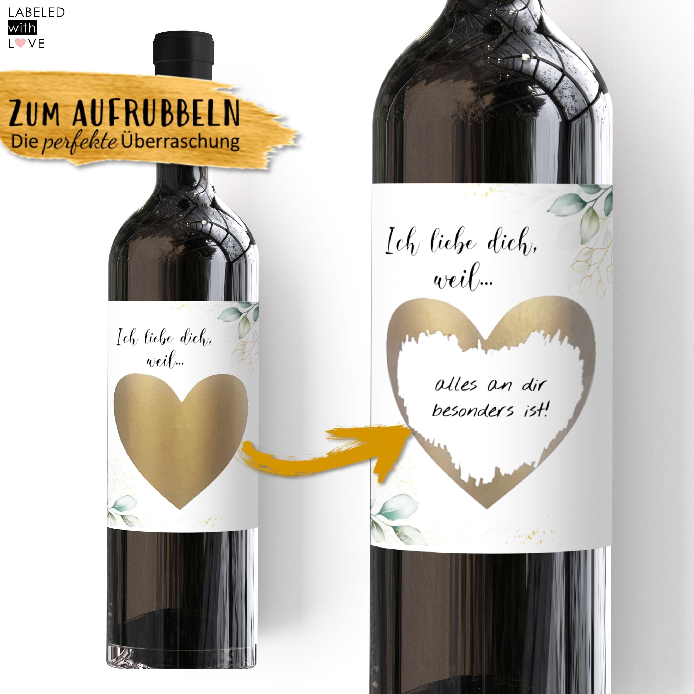Personalisiertes Wein Flaschen Etikett Valentinstag Rubbellos Geschenk  Valenstinstagsgeschenk Weinetikett für Männer Ihn Freund Mann - .de