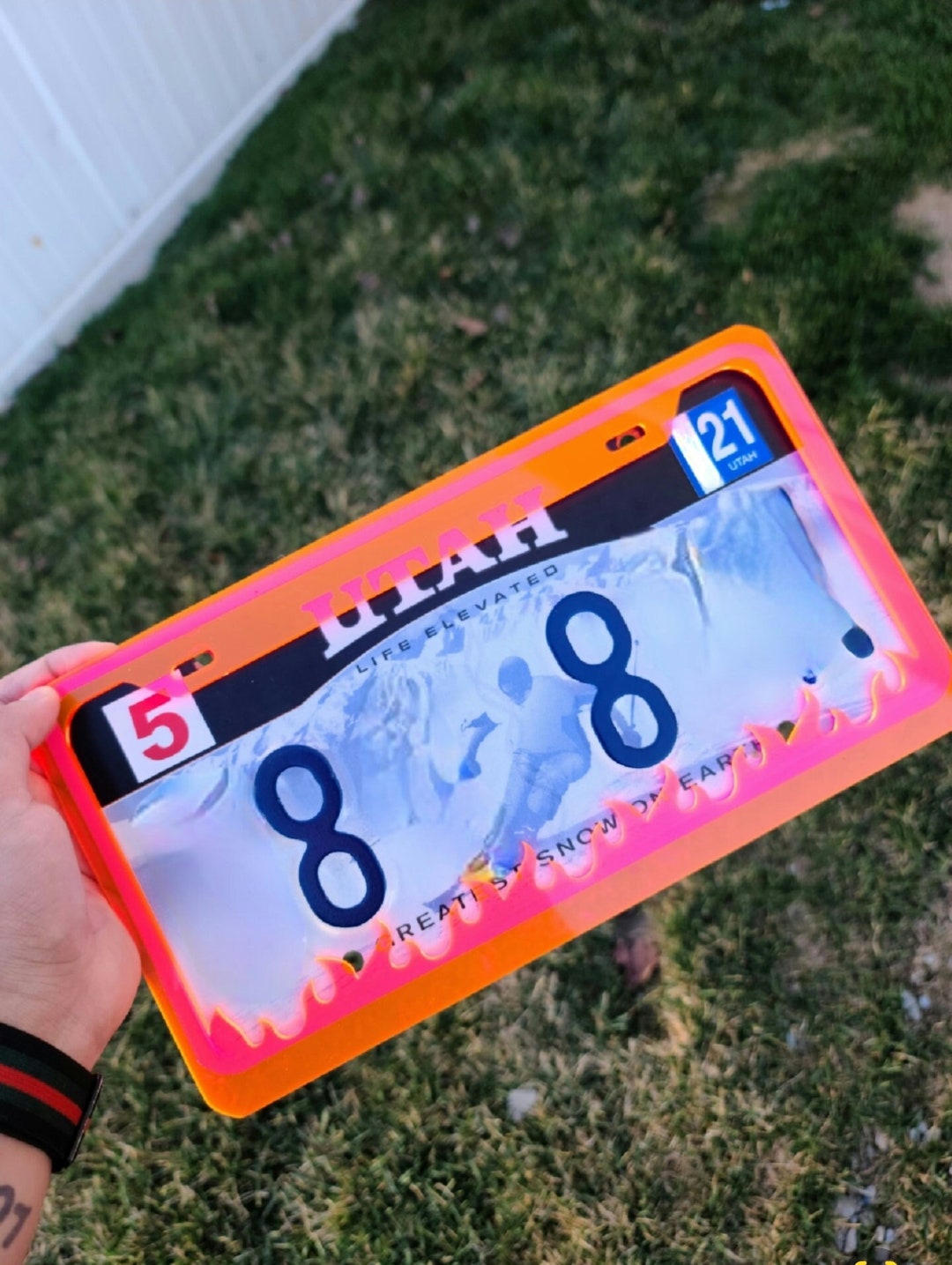 Flame License Plate Frame Etsy