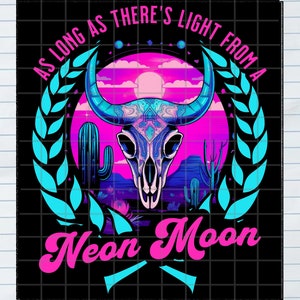 90s Country Western | Tshirt Design | Cactus Desert PNG | Vintage Neon Moon PNG | Digital Download Only