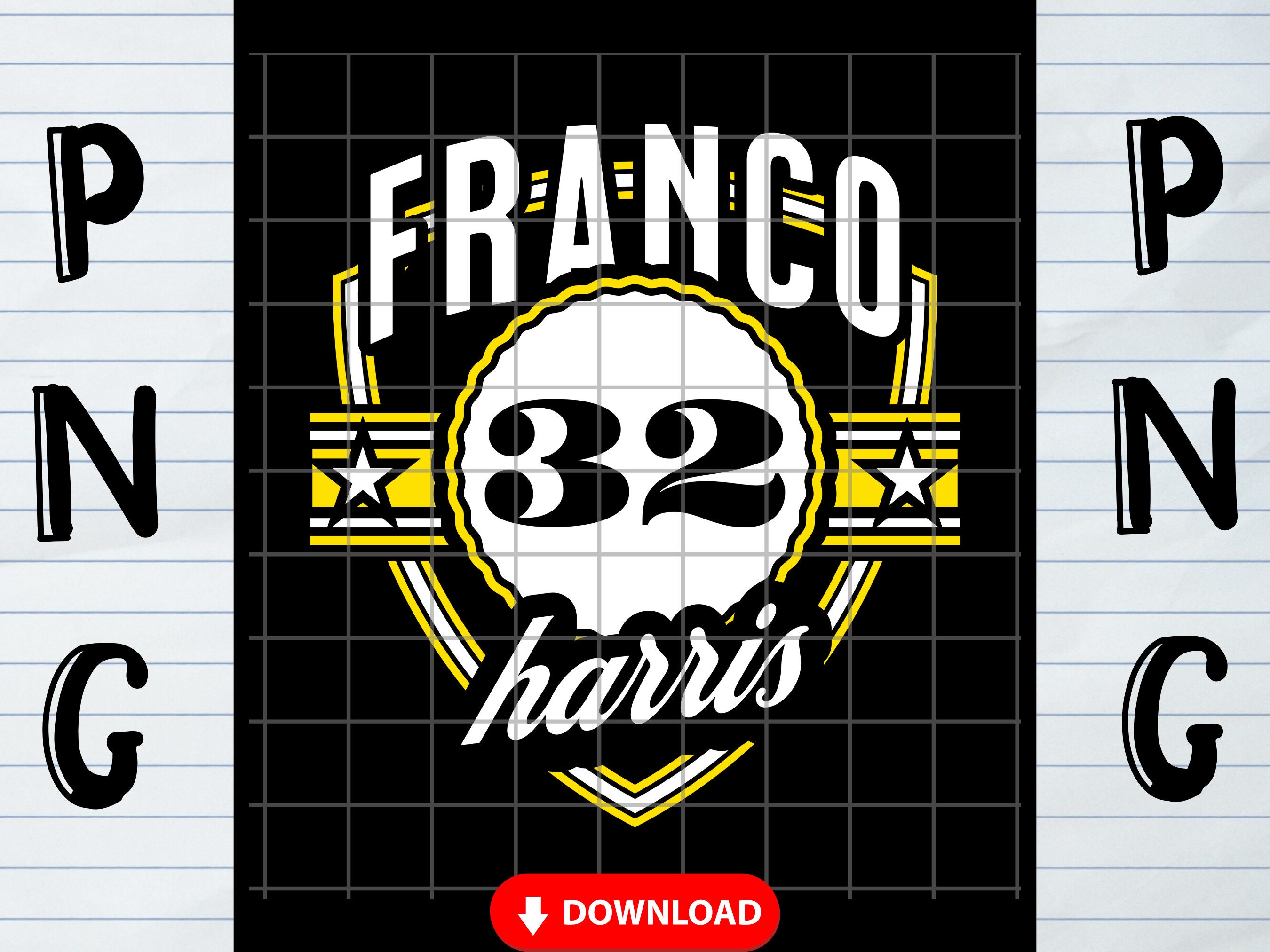 Franco Harris Png, 90s Football Graphic Design, Digital Download ONLY