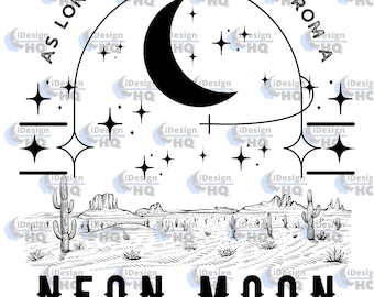 Neon Moon Sublimationsdesign - Digitaler Download PNG für T-Shirt Druck und mehr