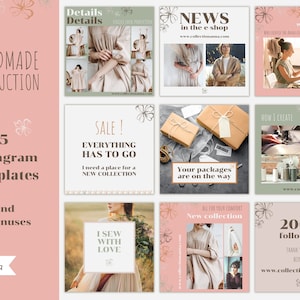 Sewing Handmade Instagram templates, Canva templates for crafts, Crafting Sewing Small business, Social media, Ready Made Business Branding