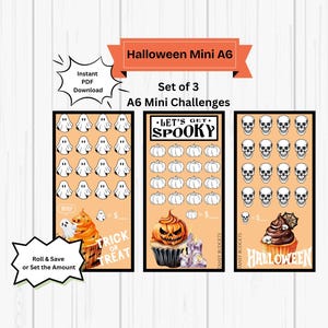 Halloween Cupcake Mini Set of 3 A6 sized savings challenges - Instant PDF Download - Low Income Friendly