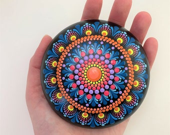 Hand Painted Dot Mandala on Stone Paperweight/meditation Stone - Etsy