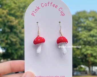 Mikro gehäkelte handgemachte Ohrringe, Mishrooms Zubehör, Obst Ohrschmuck, einzigartiger Schmuck, baumeln und fallen lassen, Geburtstagsgeschenke