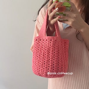 Gehaakte handgemaakte handtassen, markttassen, emmertas, minitassen, boodschappentas, picknicktas, lunchboxtassen
