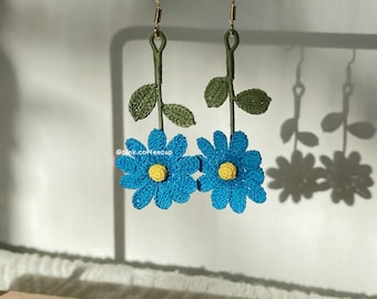 Handgemachte Häkelohrringe, Ohrschmuck, Ohrschmuck, häkeln Handgemachte Gänseblümchen Ohrringe, Handgemachte Gänseblümchen Ohrringe