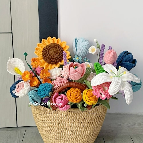 Crochet Handmade Flower Bouquets Wedding Engagement Etsy
