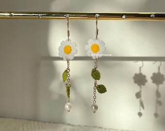 Handgemachte Ohrringe, Häkelohrringe, Blumen-Ohrschmuck, Blumenschmuck, baumeln und fallen lassen, Geburtstagsgeschenke