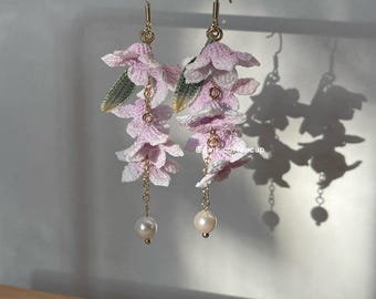 Micro Crochet Handgemachte Holz Sauerampfer Ohrringe, Floral Ohrschmuck, Jubiläumsgeschenke, Weihnachtsgeschenke, Valentinstag, Geburtstag Blume