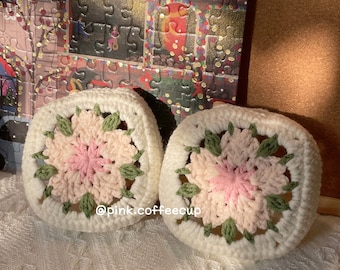 Crochet Handmade AirPods Max APM Covers, Headphone Protector, Headphone Case, Personalised Accessory, Sakura, Cherry Blossom, Music Lovers