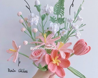 Crochet Handmade Flower Bouquets, Roses, Wedding, Engagement, Proposal, Anniversary, Bride Biedermeier, Graduation, Mother’s Day, Birthday