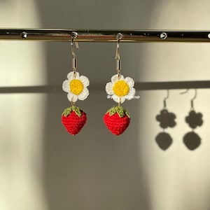 Micro Crochet Handmade Strawberries Earrings, Spring Accessories, Summer Accessory, Unique Jewellery, Birthday Presents, Christmas Gifts