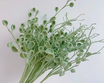 Gehaakte handgemaakte planten, bladeren, groen, bruidsboeketten, afstudeerbloemen, Moederdagcadeaus, verjaardagscadeau, jubileum, groen