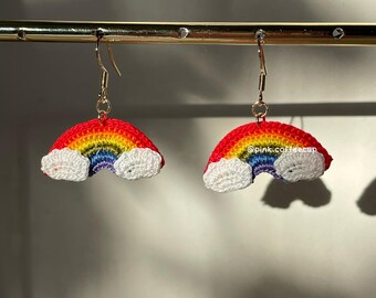 Microhaakwerk handgemaakte regenboogoorbellen, ooraccessoires, bloemensieraden, hangertje, verjaardagscadeautjes, kerstcadeaus