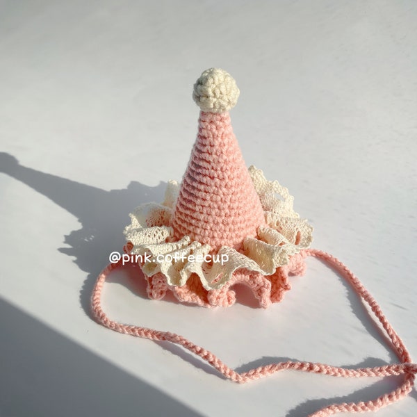 Crochet Handmade Birthday Hat, Pompom Party Hat, Pets’ Birthday, Party Decor, Baby, Kids Photo Prop