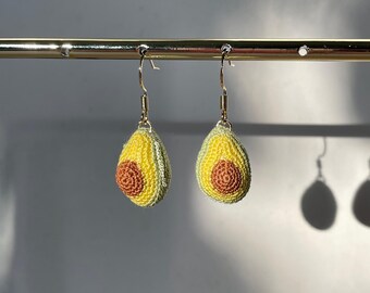 Handgemachte gehäkelte Ohrringe und Halskette, Avocado-Ohrschmuck, einzigartiges Schmuckset, baumeln und fallen lassen, Geburtstagsgeschenke