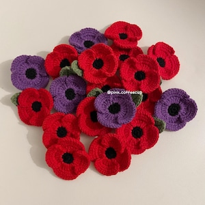 Crochet Handmade Red Poppy Flower Pin, Remeberance Day, Poppies Badges, Brooch, Veteran’s Day, Lets We Forget