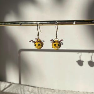 Micro Crochet Handmade Bubble Bees Earrings, Cute Ear Accessories, Jewelry, Birthday Presents, Christmas Gifts