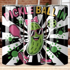 Pickleball Digital,Tumbler Design, Funny Pickleballer Gift, Pickle Ball PNG, Pickle Cartoon, Cute Pickle Print, Instant Download
