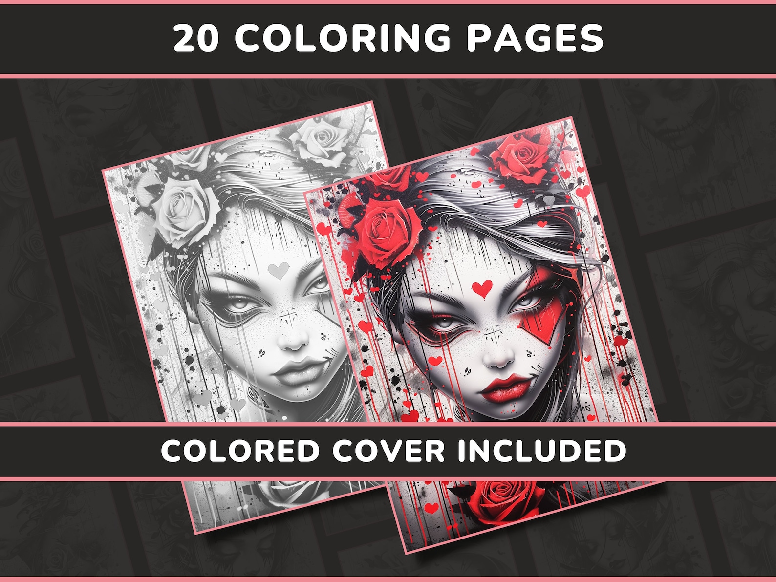 20 Abstract Love Coloring Pages for Adults Set 1 Graffiti Women ...