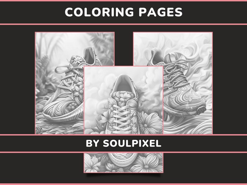 20 Fancy Sneakers Coloring Pages for Adults - Set 1 | Patterns & Sports ...