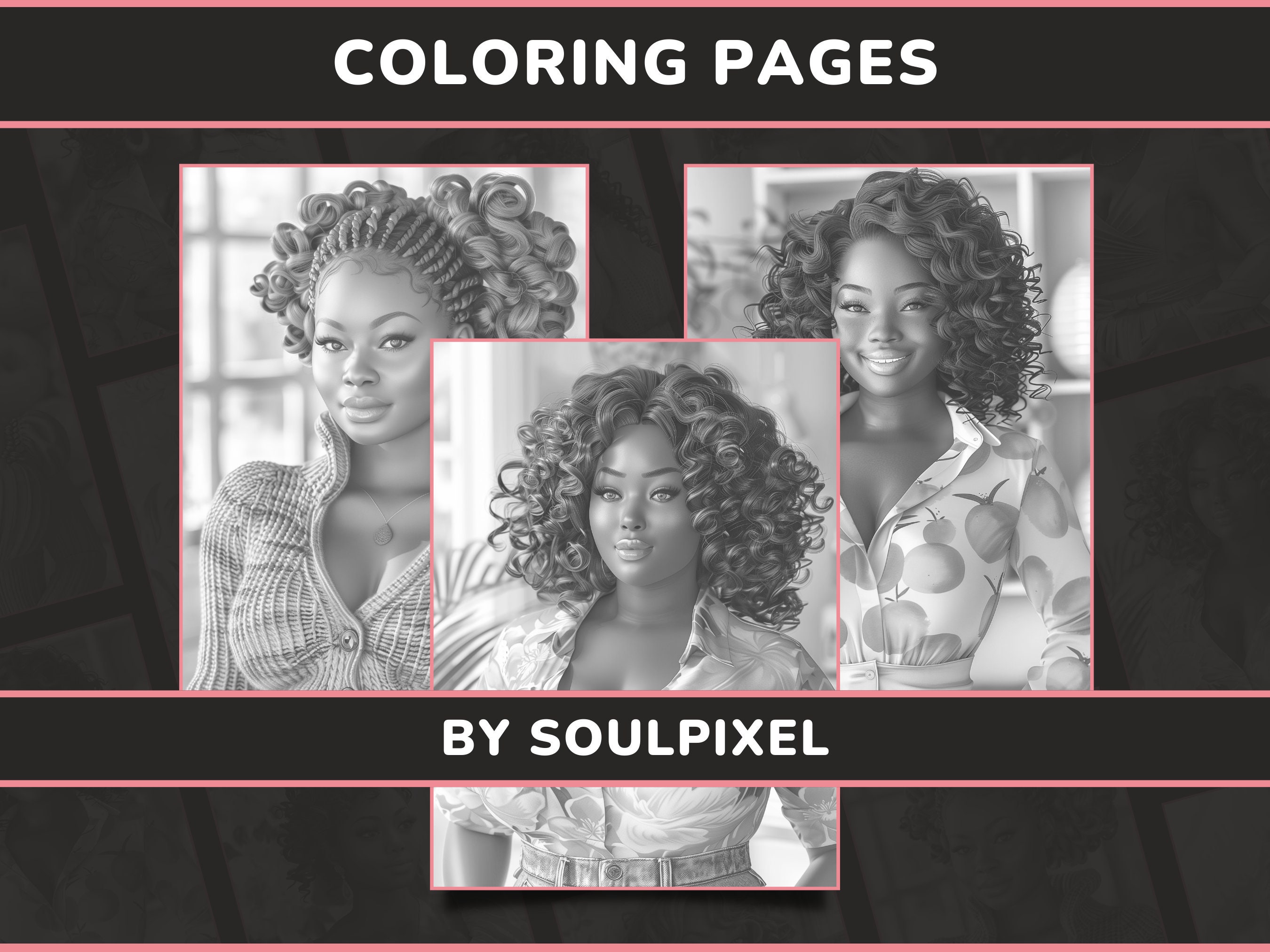 20 Curvy Black Women Coloring Pages for Adults Set 1 Pretty XL Plus ...