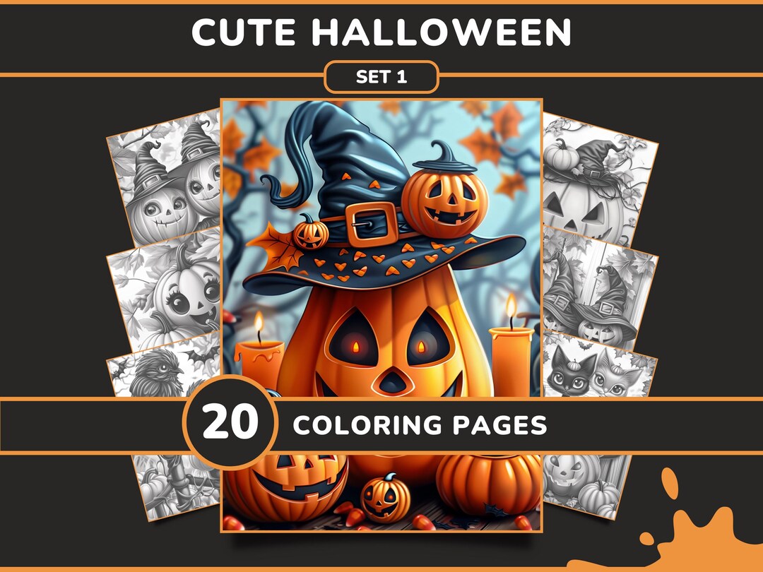 20 Cute Halloween Coloring Pages for Adults - Set 1 | Adorable ...