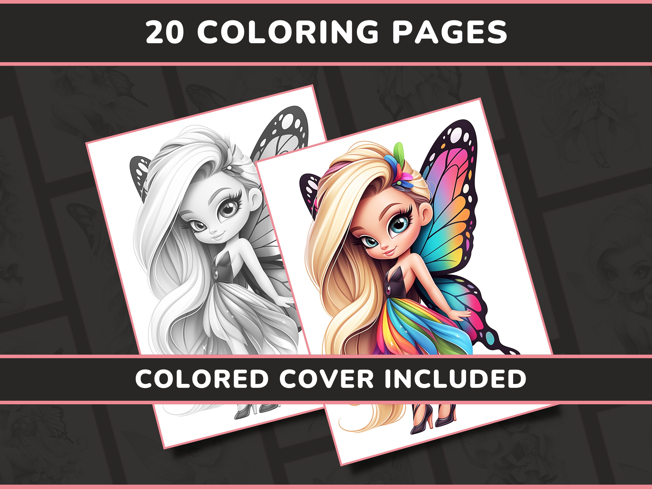 20 Cute Chibi Fairies Coloring Pages for Adults Set 1 Fantasy Anime