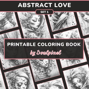 20 Abstract Love Coloring Pages for Adults - Set 1 | Graffiti Women ...