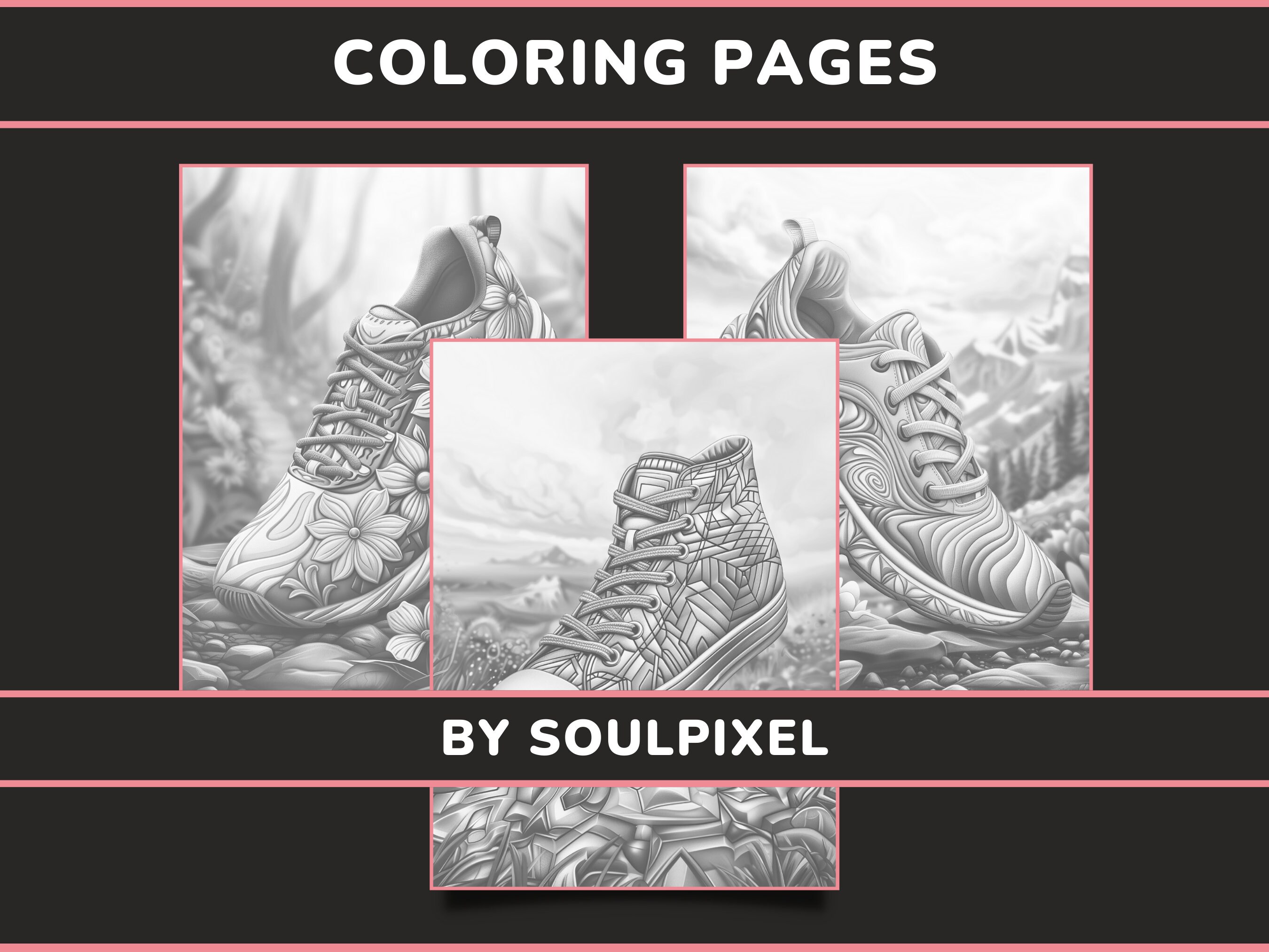 20 Fancy Sneakers Coloring Pages for Adults - Set 1 | Patterns & Sports ...