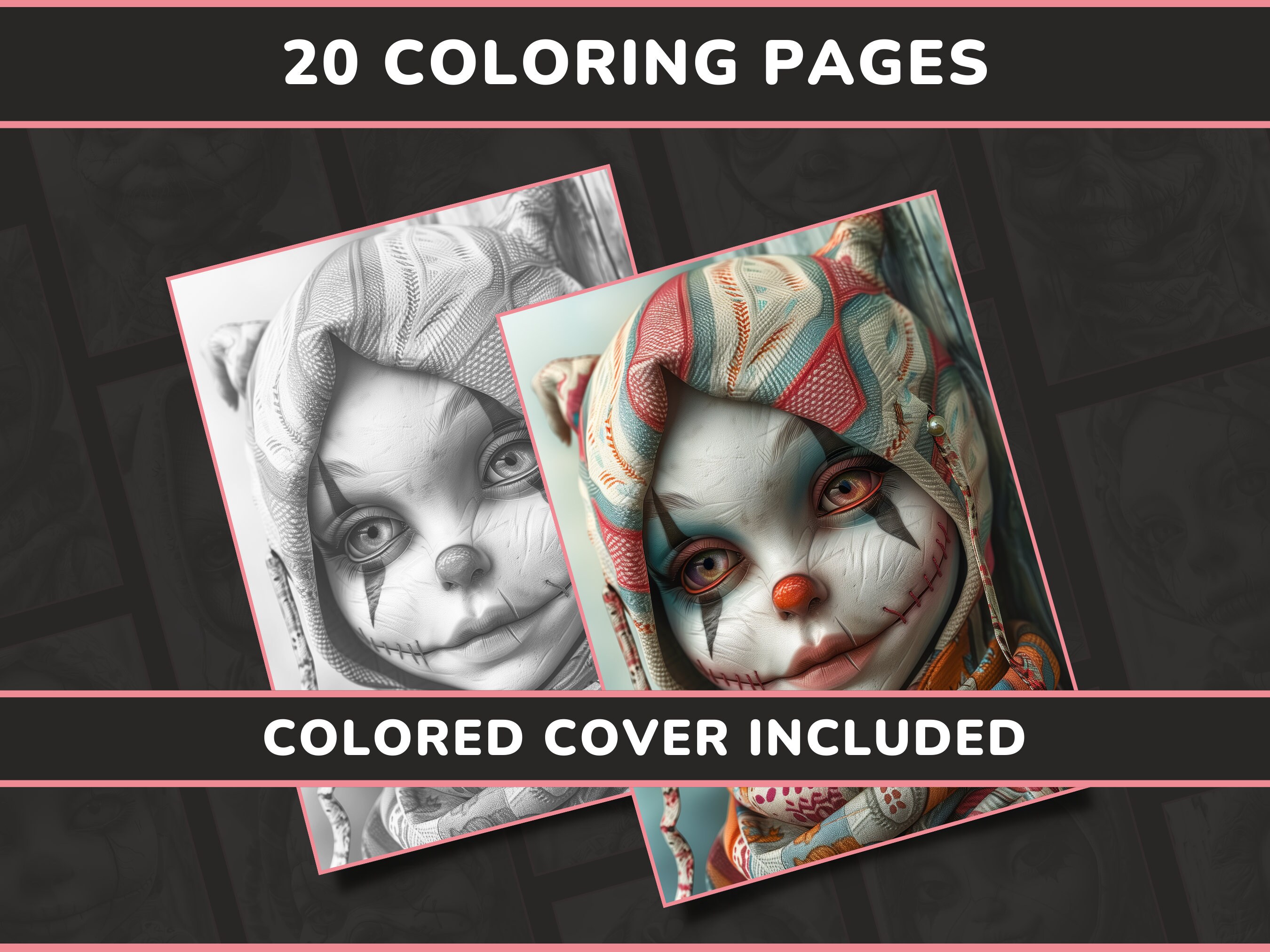20 Creepy Dolls Coloring Pages for Adults Set 1 Spooky Scary Halloween ...