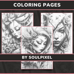 20 Abstract Love Coloring Pages for Adults - Set 1 | Graffiti Women ...