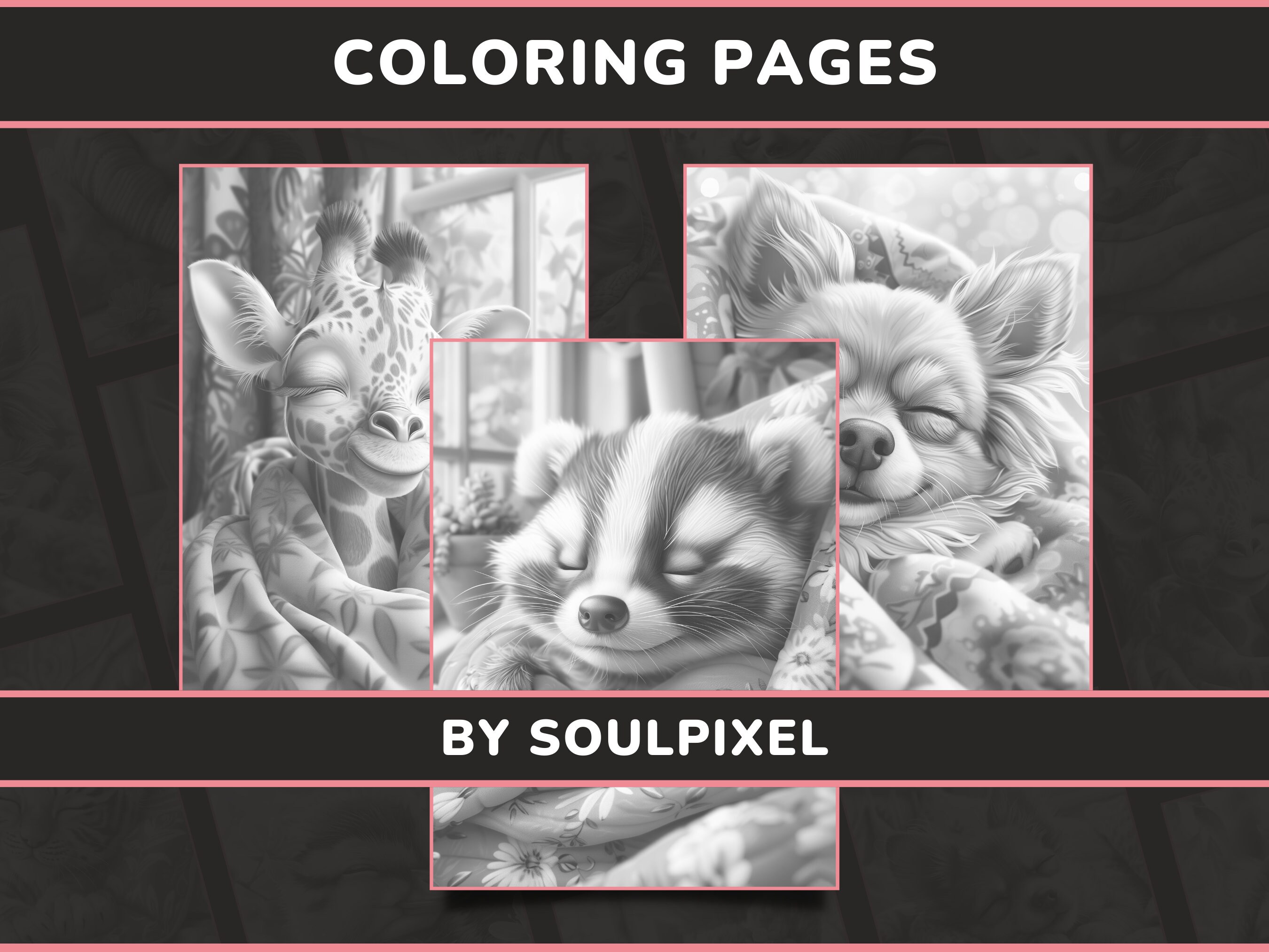 20 Sleeping Animals Coloring Pages for Adults Set 1 Cute Critters