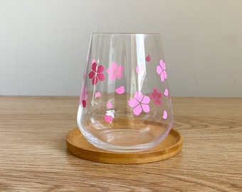 Cherry Blossom Glass for Women, Sakura Glass for Best Friend, Birthday Gift for Her, Pink Flower Glass Cup, Housewarming Gift