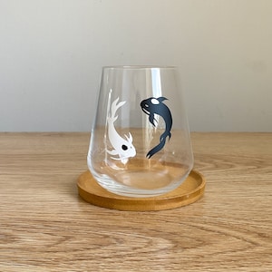 Koi Fish Glass Cup, Tui and La Tumbler Glass, Yin Yang Gift for Her, Iced Coffee Glass, Gifts for Anime Lovers, Housewarming Gift