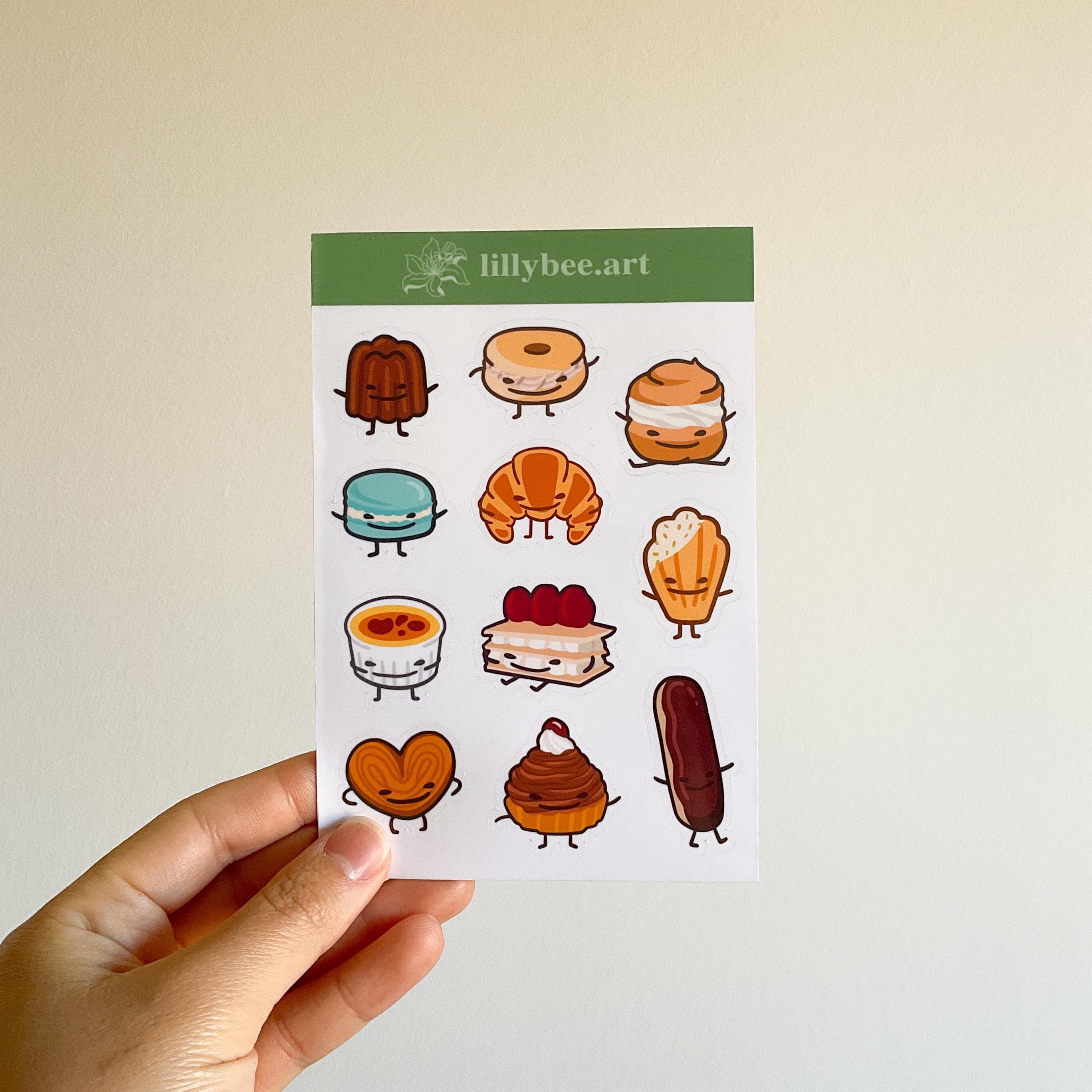 French Desserts Sticker Sheet, Cute Stickers for Phone, Pastry Stickers ...