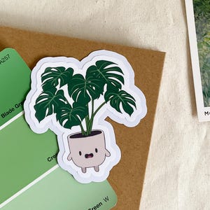 Monstera Sticker for Laptop, Plant Sticker for Phone, Houseplant Journal Sticker, Botanical Sticker for Water Bottle, Gift for Plant Lover