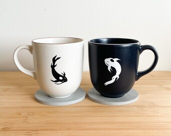 Koi Fish Mug for Couples, Tui and La Couple Mugs, Yin Yang Mug, Cute Coffee Mugs, Housewarming Gifts for Anime Lovers, Valentines Day Gift