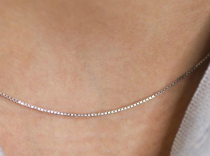 Collier Vénitien Or Blanc 750/18K - Ras-du-cou 45 Cm - Fait Main Italie