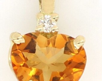 18k gouden ketting met diamanten en citrienkwarts