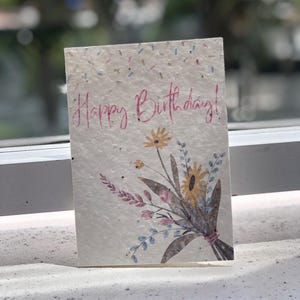 Lot de 3 cartes de voeux joyeux anniversaire à planter avec 3 enveloppes à planter
