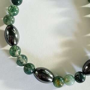 Moss Agate & Hematite crystal bracelet | Grounding | Stabilizing | Growth | Wholeness