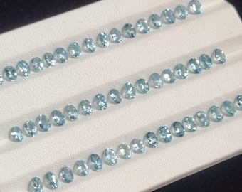 Natural Aquamarine Gemstone Lot: Calibrated Oval Crystals (3X5 MM)