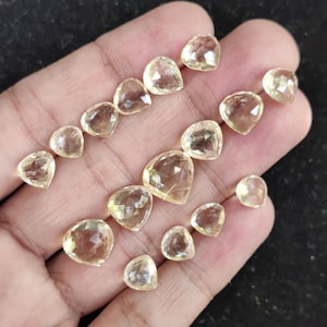 16 Pcs Natural Citrine Gemstone Heart Briolettes (8-13 MM)